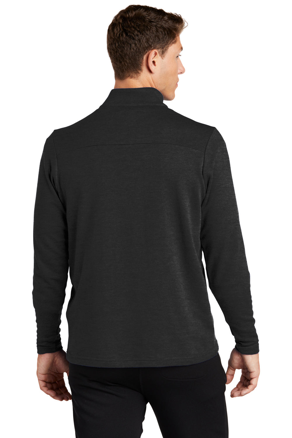 Sport-Tek ST273 Mens French Terry 1/4 Zip Sweatshirt Heather Black Model Back