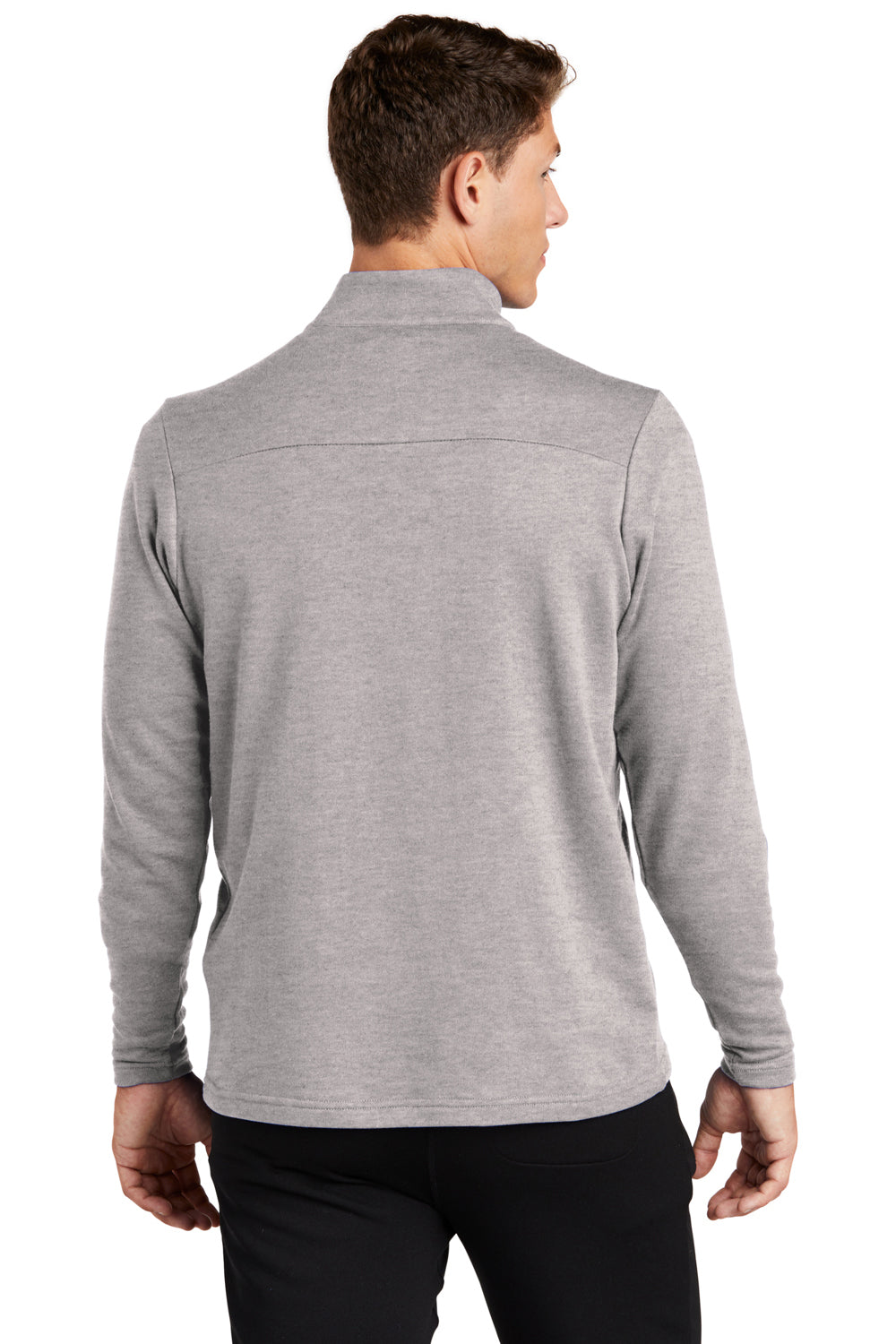 Sport-Tek ST273 Mens French Terry 1/4 Zip Sweatshirt Heather Grey Model Back