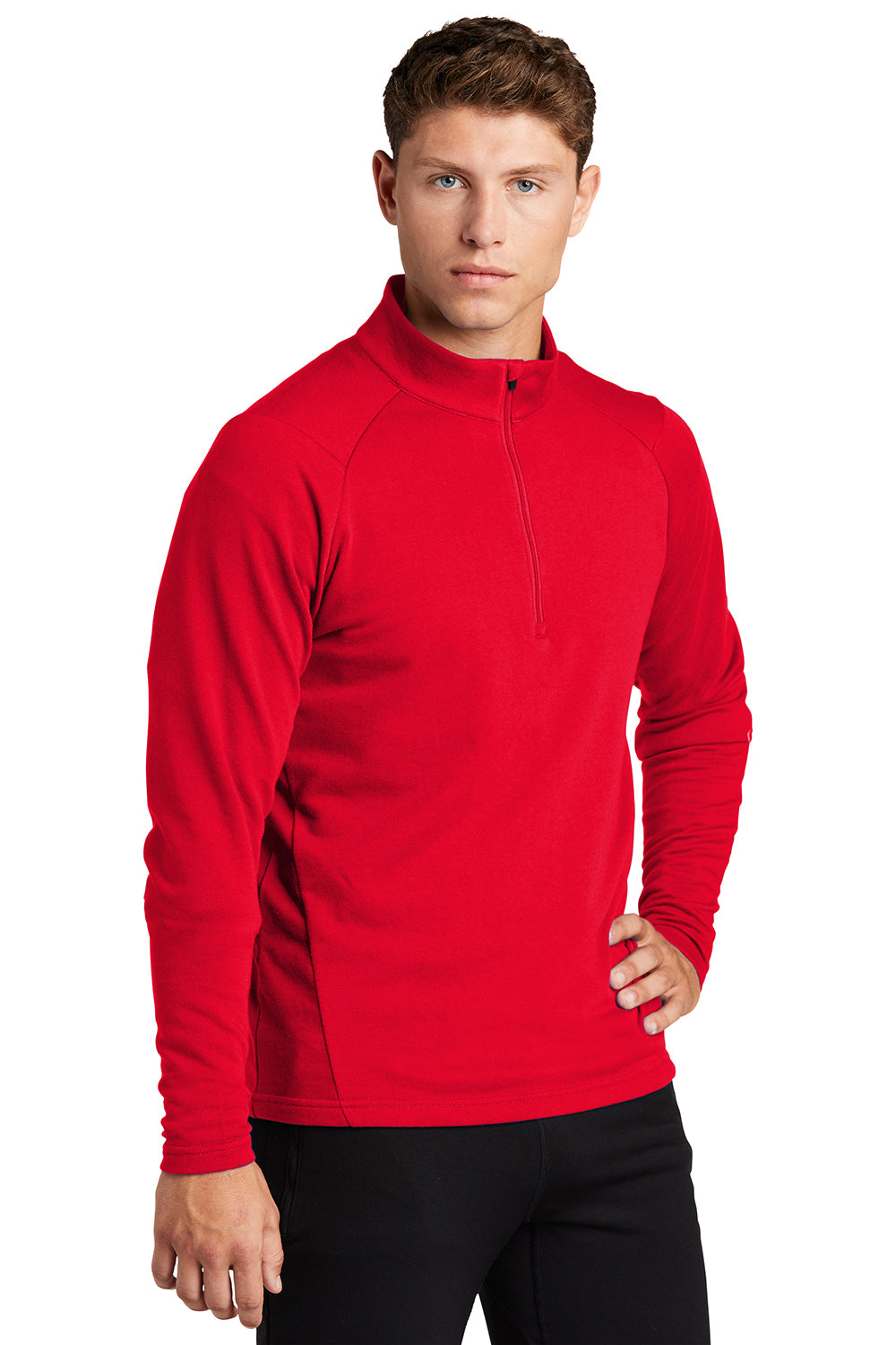 Sport-Tek ST273 Mens French Terry 1/4 Zip Sweatshirt True Red Model 3q