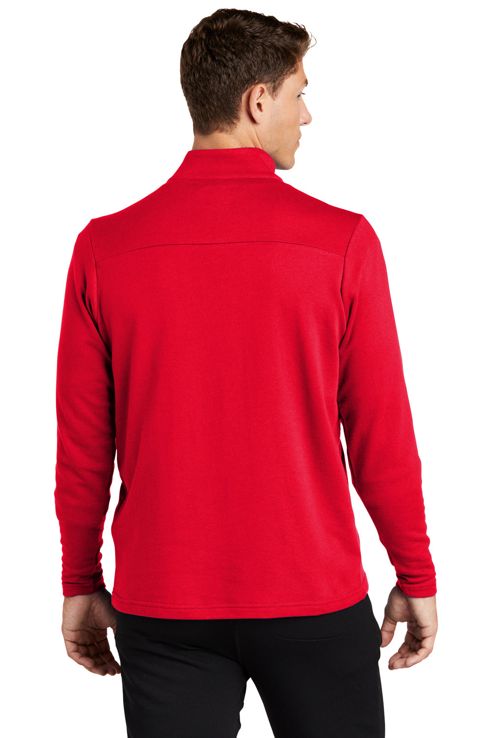 Sport-Tek ST273 Mens French Terry 1/4 Zip Sweatshirt True Red Model Back