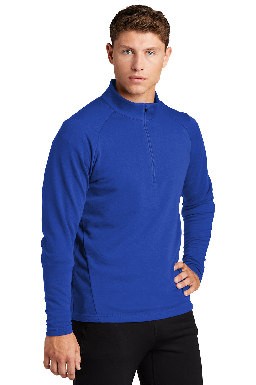 Sport-Tek ST273 Mens French Terry 1/4 Zip Sweatshirt True Royal Blue Model 3q