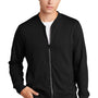 Sport-Tek Mens French Terry Full Zip Bomber Jacket - Black