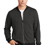 Sport-Tek Mens French Terry Full Zip Bomber Jacket - Heather Black