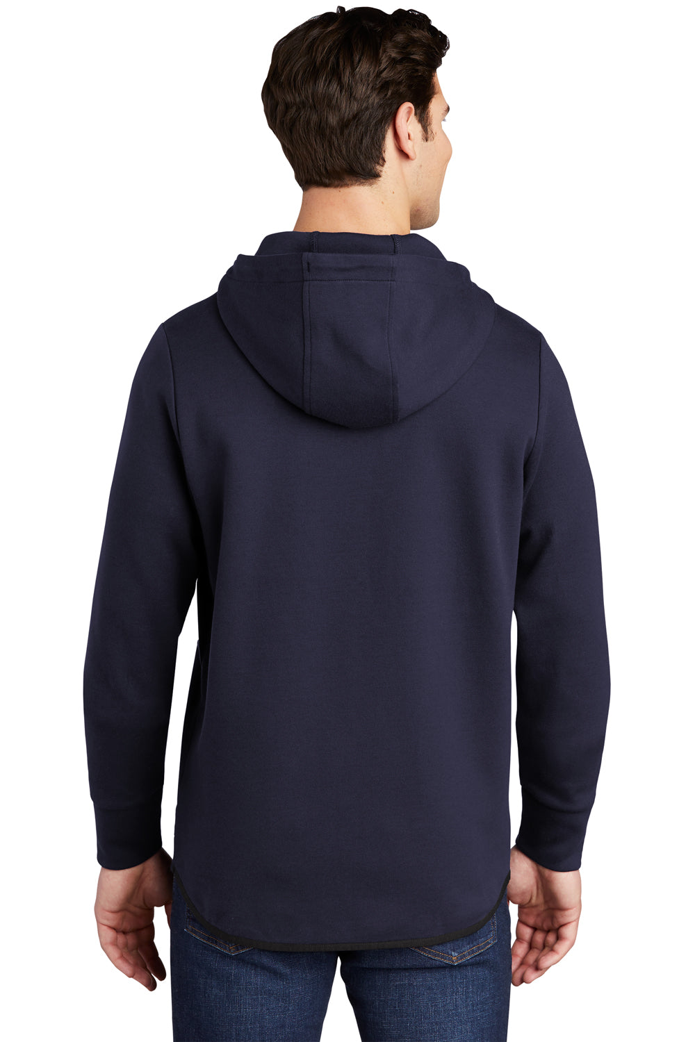 Sport-Tek ST280 Mens Triumph Fleece Hooded Sweatshirt Hoodie Navy Blue Model Back