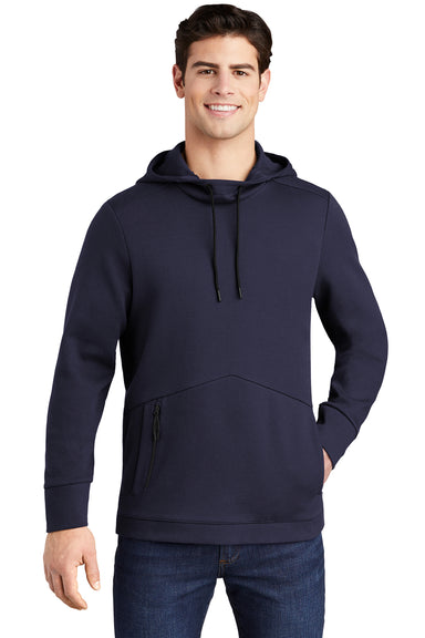 Sport-Tek ST280 Mens Triumph Fleece Hooded Sweatshirt Hoodie Navy Blue Model Front