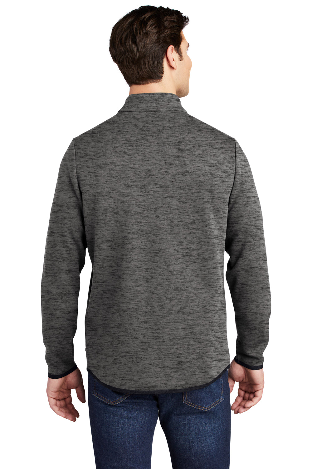 Sport-Tek ST281 Mens Triumph Fleece 1/4 Zip Sweatshirt Heather Dark Grey Model Back