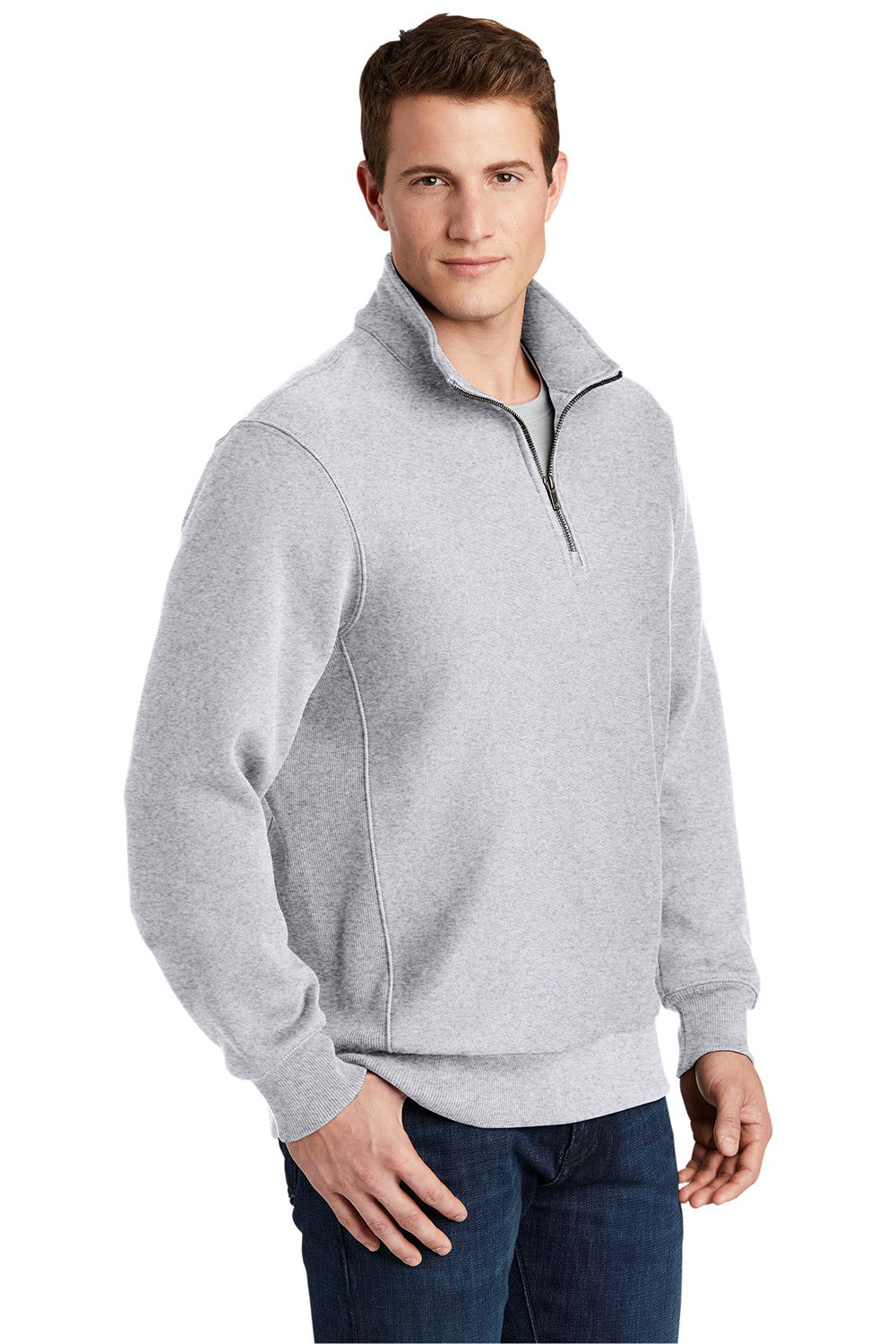 Sport-Tek ST283 Mens Fleece 1/4 Zip Sweatshirt Black Model 3q