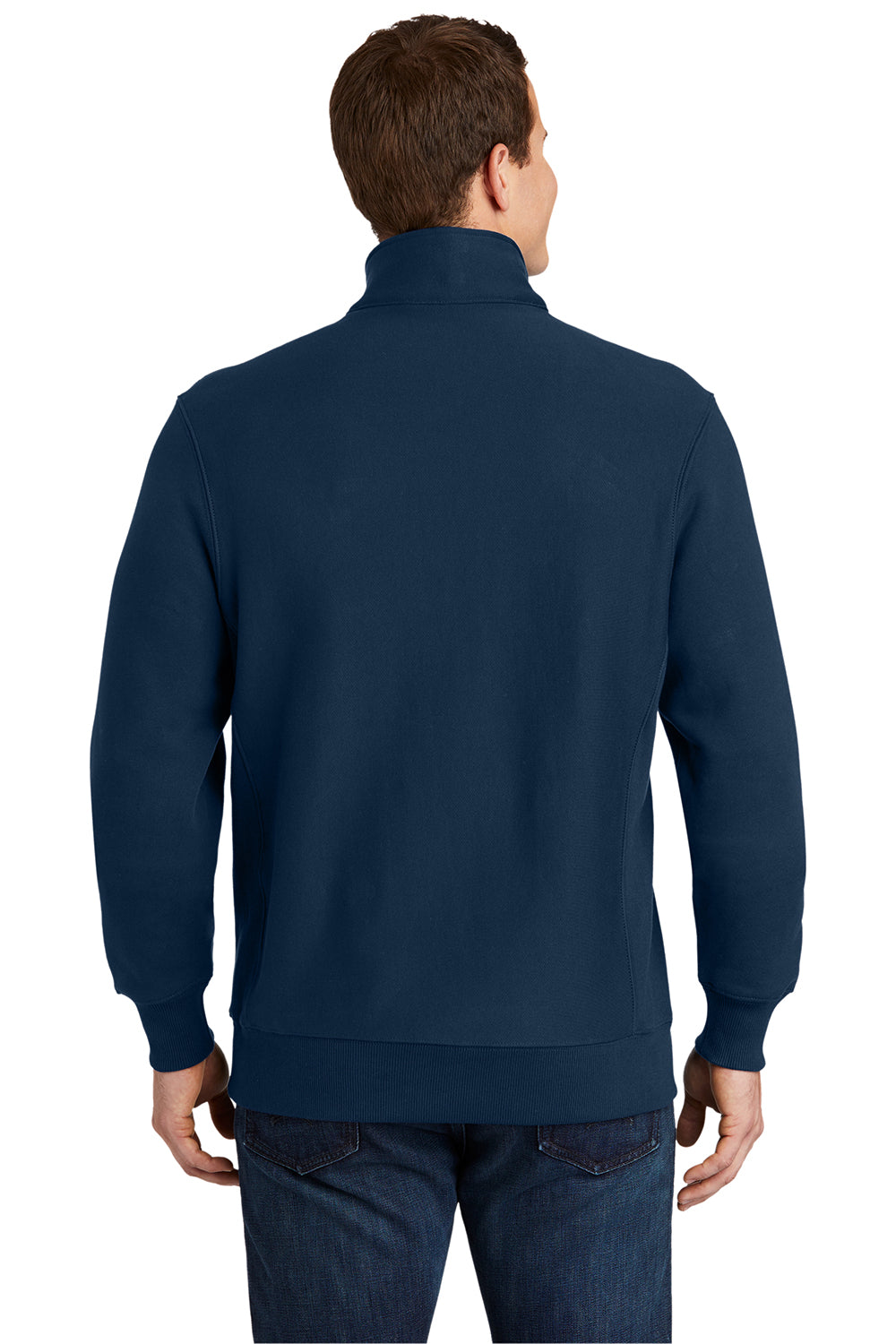 Sport-Tek ST283 Mens Fleece 1/4 Zip Sweatshirt True Navy Blue Model 3q