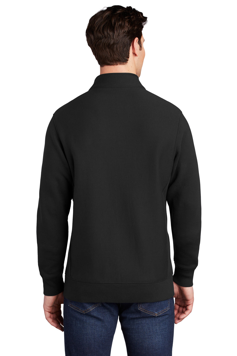 Sport-Tek ST284 Mens Full Zip Sweatshirt Black Model Back