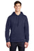 Sport-Tek ST290 Mens Repel Moisture Wicking Hooded Sweatshirt Hoodie True Navy Blue Model Front