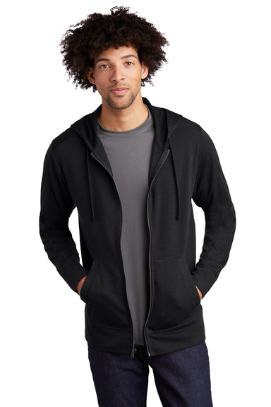 Sport-Tek ST293 Mens Moisture Wicking Fleece Full Zip Hooded Sweatshirt Hoodie Black Model Front