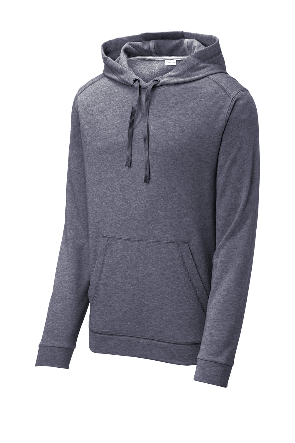 Sport-Tek ST296 Mens Moisture Wicking Fleece Hooded Sweatshirt Hoodie Heather True Navy Blue Flat Front