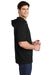 Sport-Tek ST297 Mens Moisture Wicking Fleece Short Sleeve Hooded Sweatshirt Hoodie Black Model Side