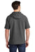 Sport-Tek ST297 Mens Moisture Wicking Fleece Short Sleeve Hooded Sweatshirt Hoodie Heather Dark Grey Model Back