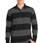 Sport-Tek Mens Classic Rugby Long Sleeve Polo Shirt - Black/Graphite Grey