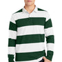 Sport-Tek Mens Classic Rugby Long Sleeve Polo Shirt - Forest Green/White