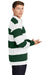 Sport-Tek ST301 Mens Classic Rugby Long Sleeve Polo Shirt Forest Green/White Model Side