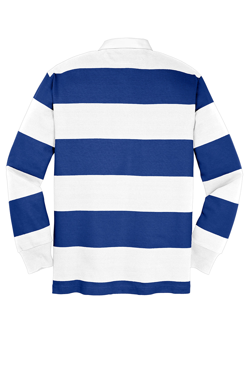 Sport-Tek ST301 Mens Classic Rugby Long Sleeve Polo Shirt True Royal Blue/White Flat Back