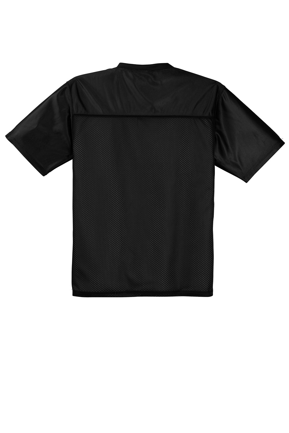 Sport-Tek ST307 Mens Short Sleeve V-Neck T-Shirt Black Flat Back