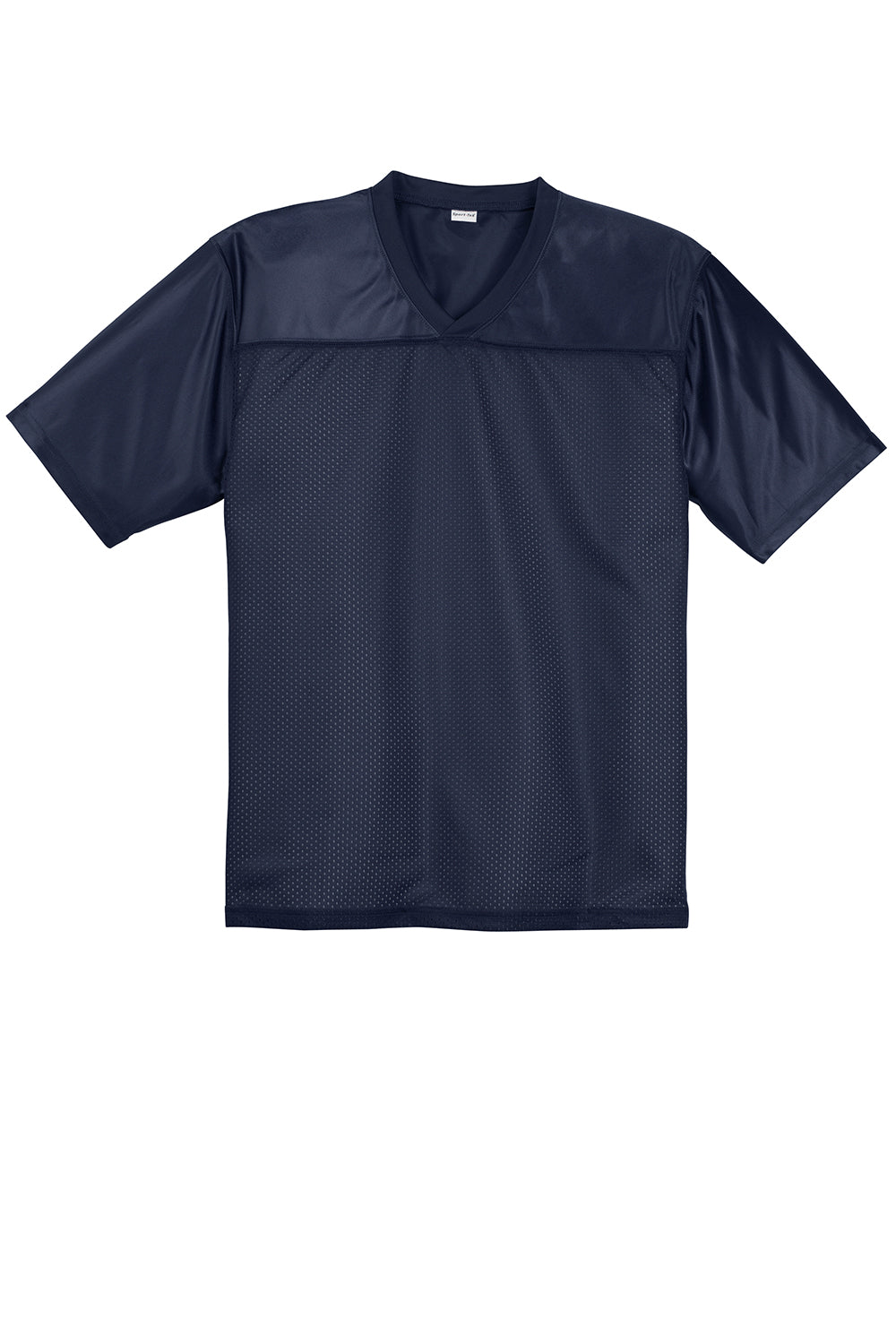 Sport-Tek ST307 Mens Short Sleeve V-Neck T-Shirt True Navy Blue Flat Front