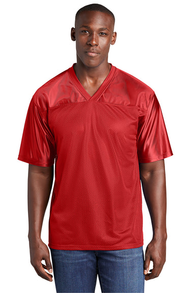 Sport-Tek ST307 Mens Short Sleeve V-Neck T-Shirt True Red Model Front