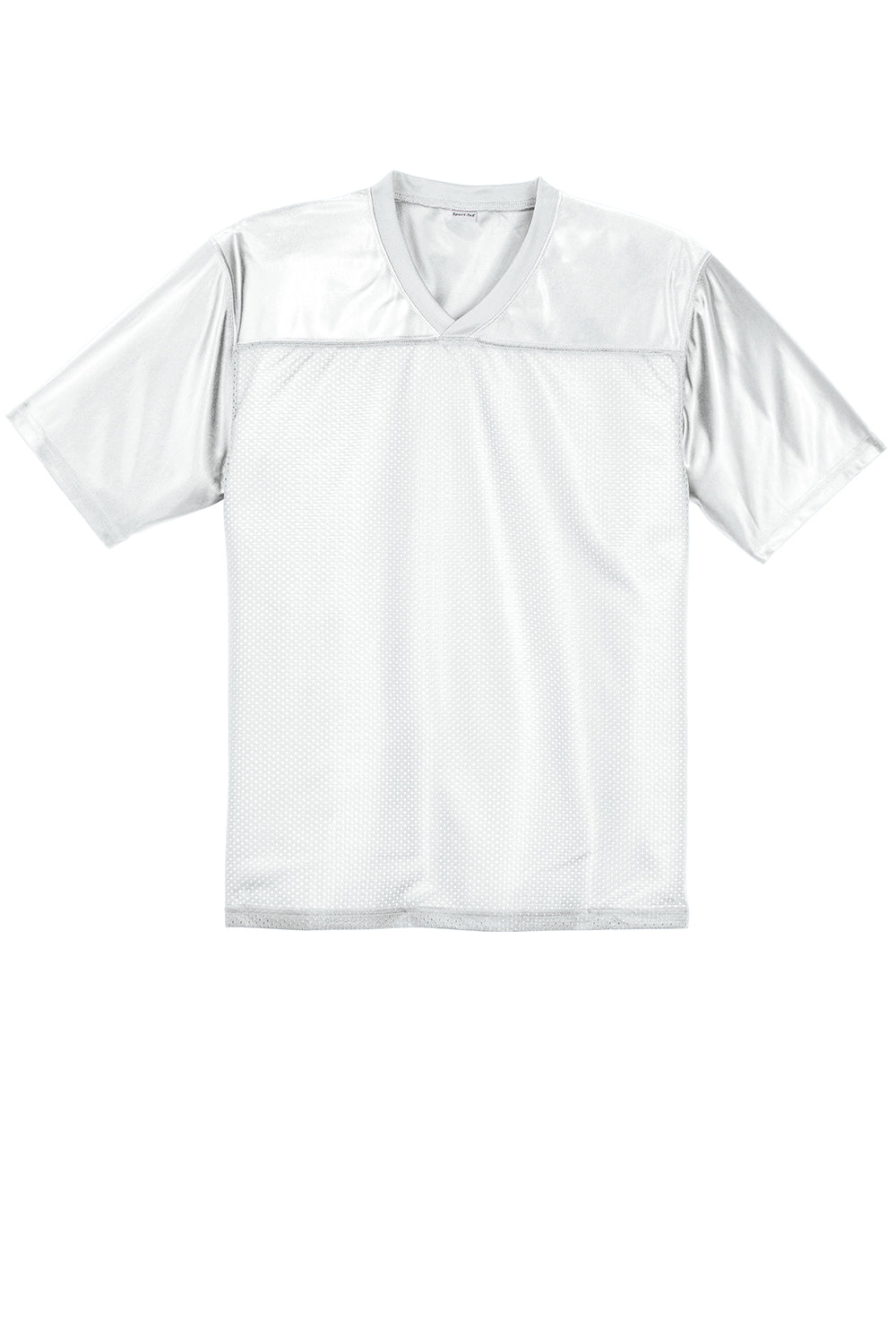 Sport-Tek ST307 Mens Short Sleeve V-Neck T-Shirt White Flat Front