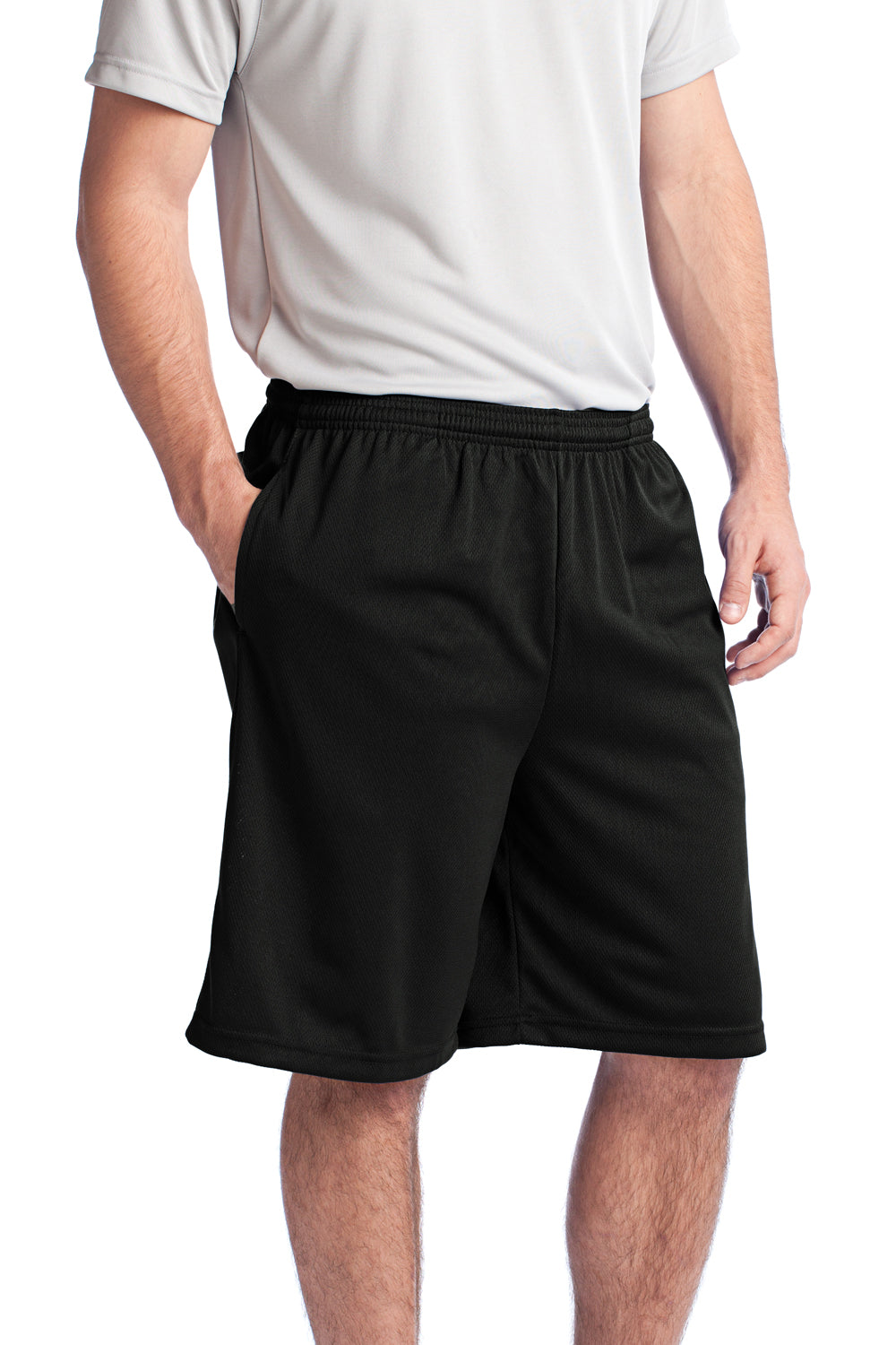 Sport-Tek ST312 Mens Moisture Wicking Tough Mesh Shorts w/ Pockets Black Model 3q