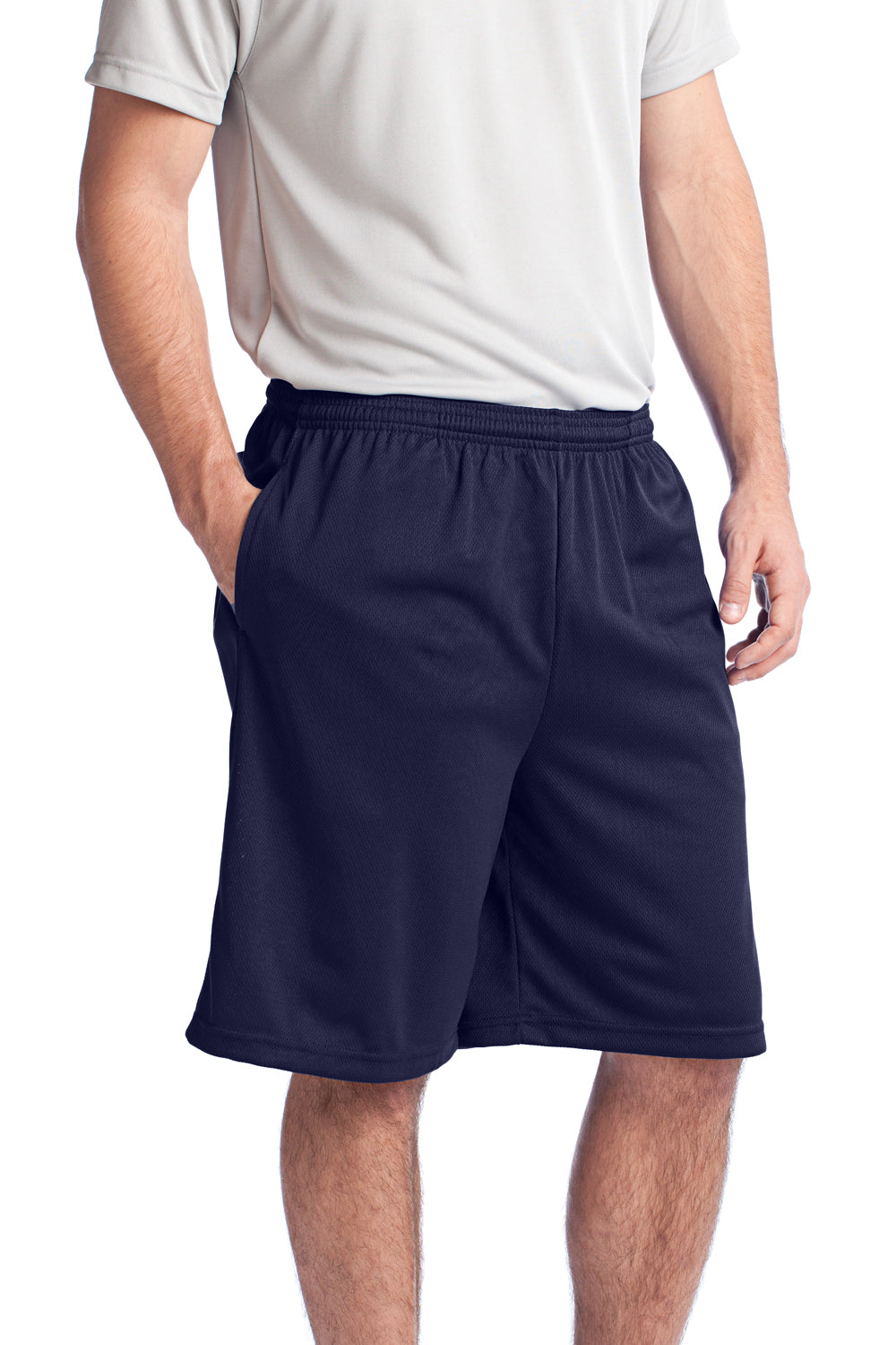 Sport-Tek ST312 Mens Moisture Wicking Tough Mesh Shorts w/ Pockets True Navy Blue Model 3q