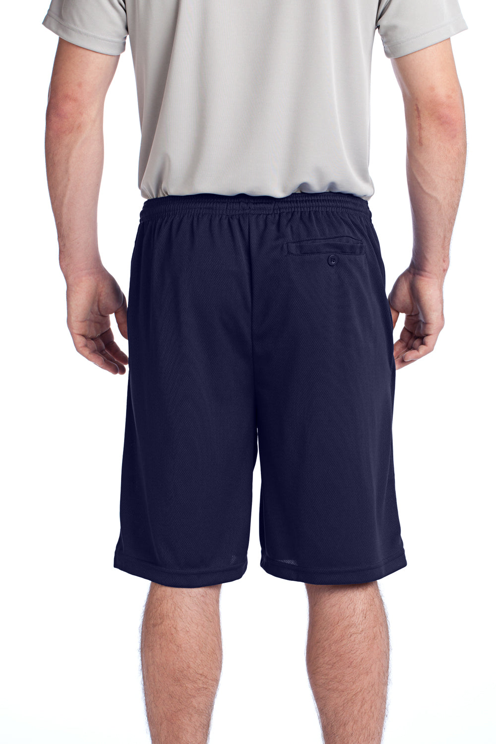 Sport-Tek ST312 Mens Moisture Wicking Tough Mesh Shorts w/ Pockets True Navy Blue Model Back