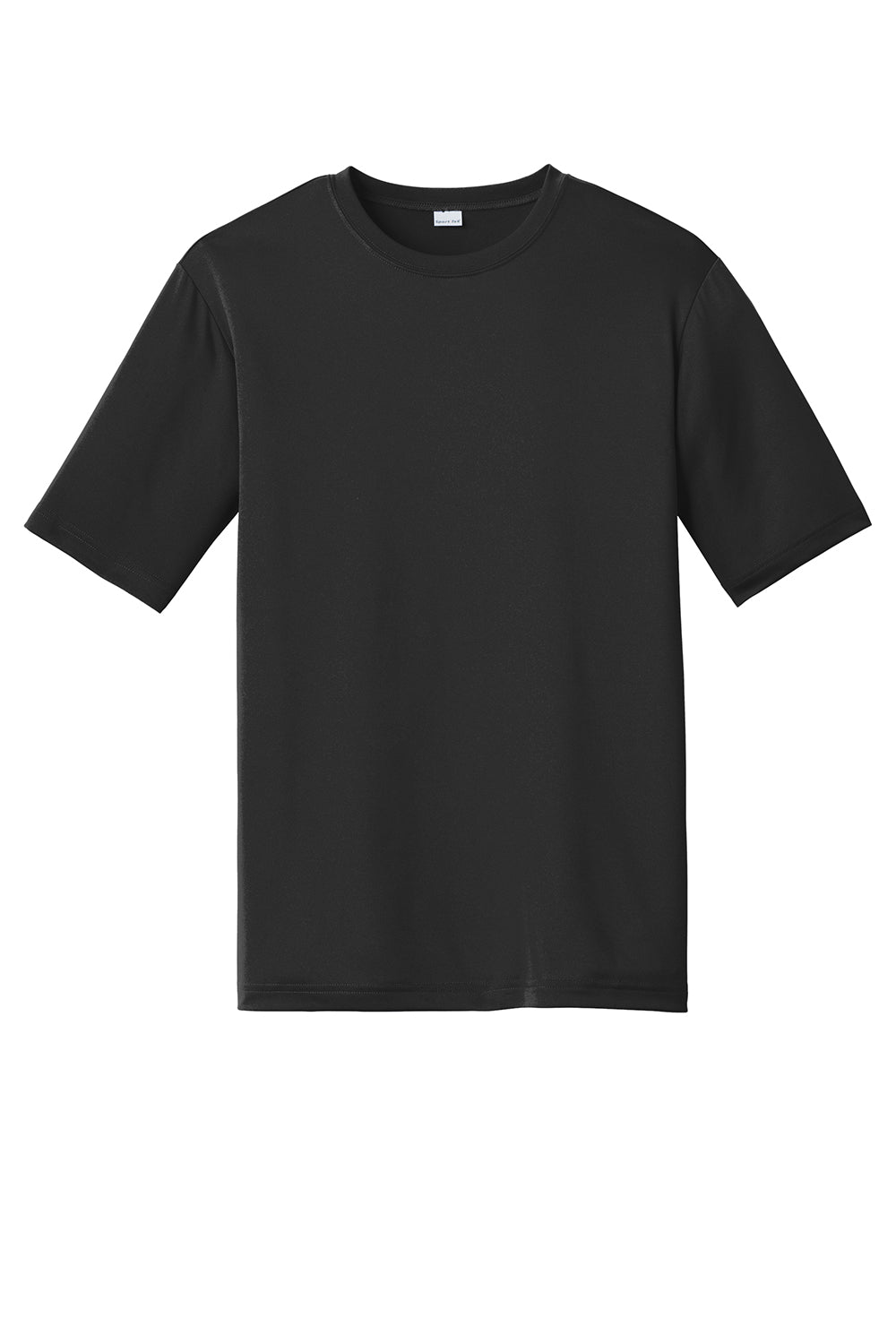 Sport-Tek ST320 Mens Tough Moisture Wicking Short Sleeve Crewneck T-Shirt Black Flat Front