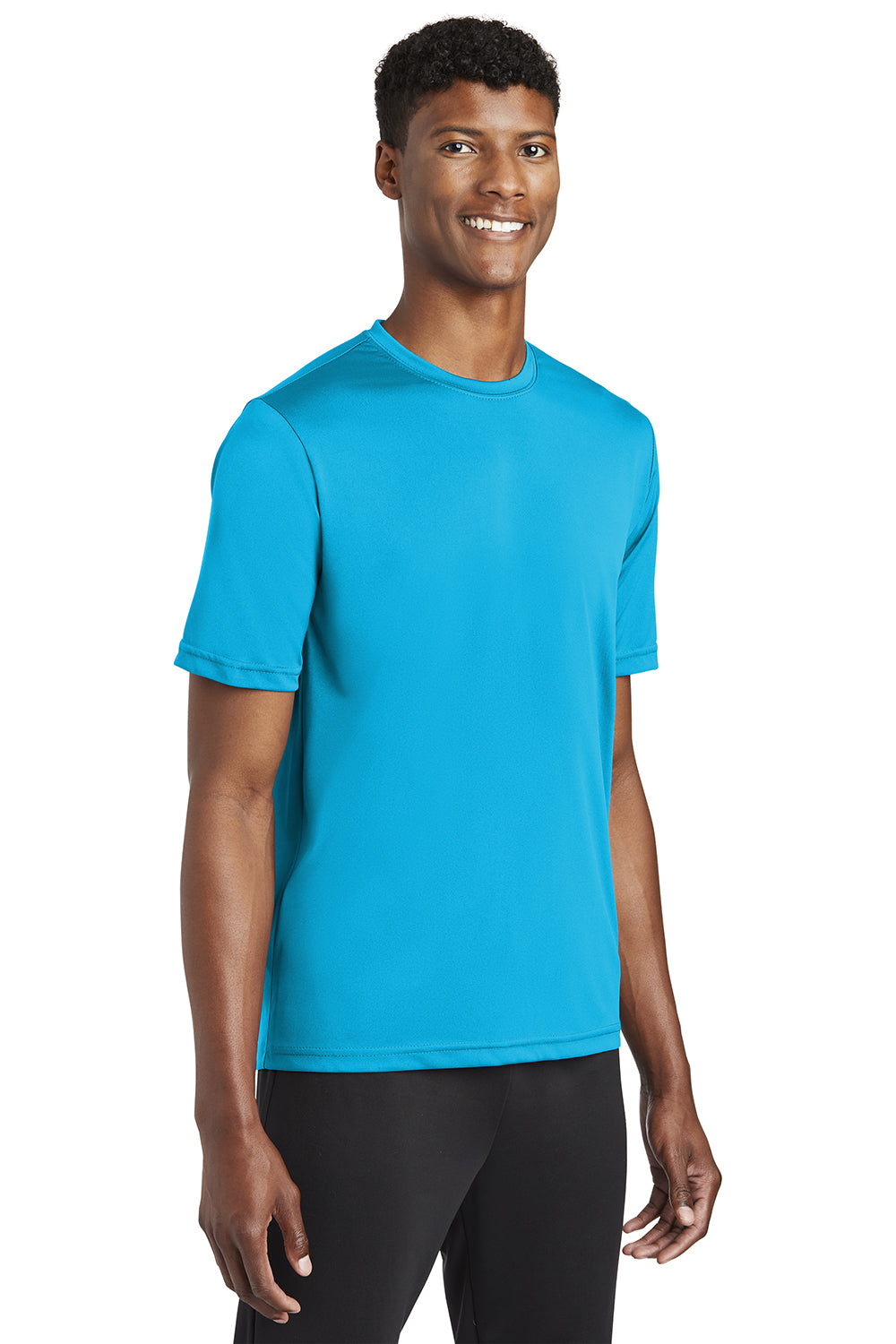 Sport-Tek ST320 Mens Tough Moisture Wicking Short Sleeve Crewneck T-Shirt Atomic Blue Model 3q