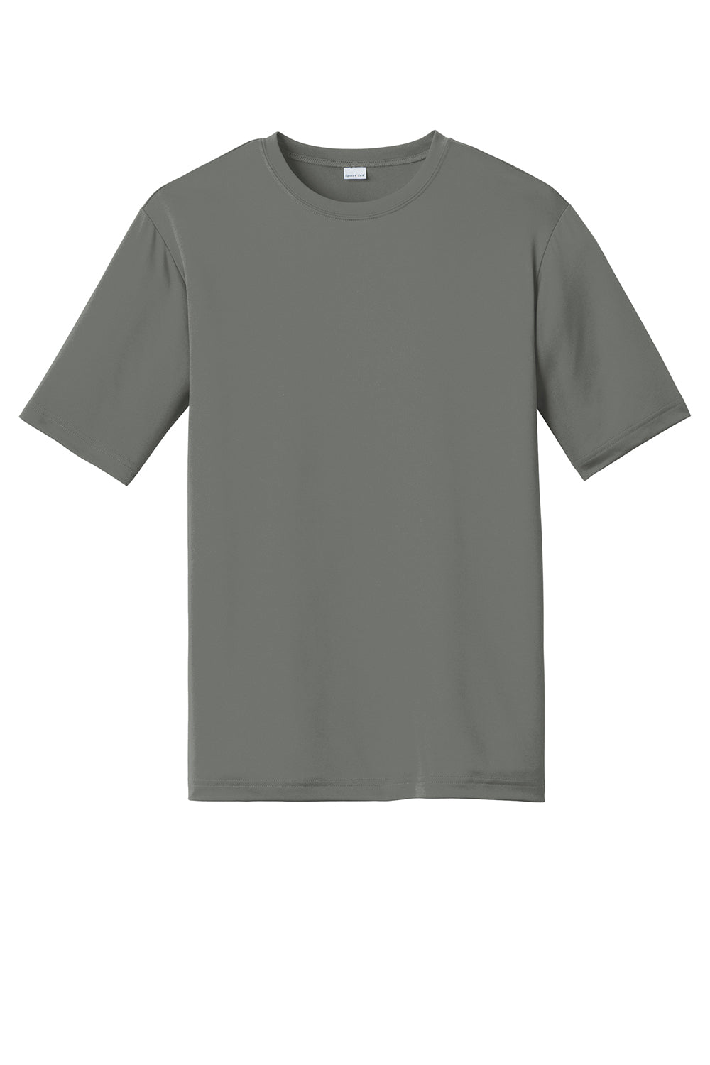 Sport-Tek ST320 Mens Tough Moisture Wicking Short Sleeve Crewneck T-Shirt Dark Smoke Grey Flat Front