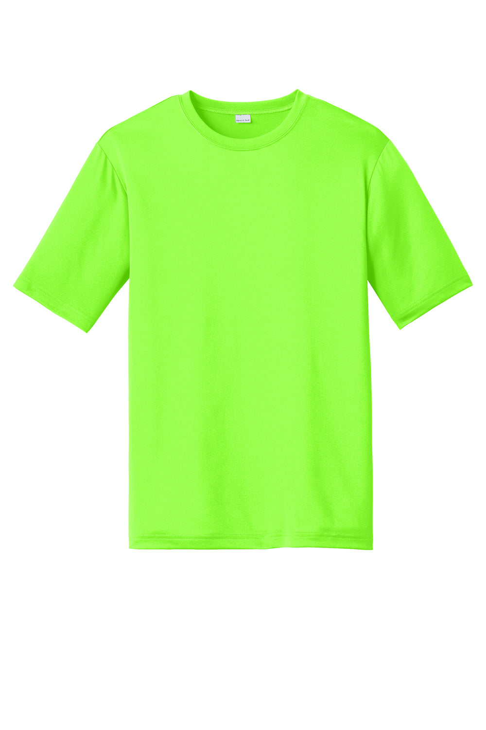 Sport-Tek ST320 Mens Tough Moisture Wicking Short Sleeve Crewneck T-Shirt Neon Green Flat Front