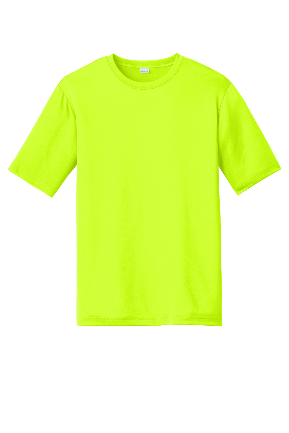 Sport-Tek ST320 Mens Tough Moisture Wicking Short Sleeve Crewneck T-Shirt Neon Yellow Flat Front