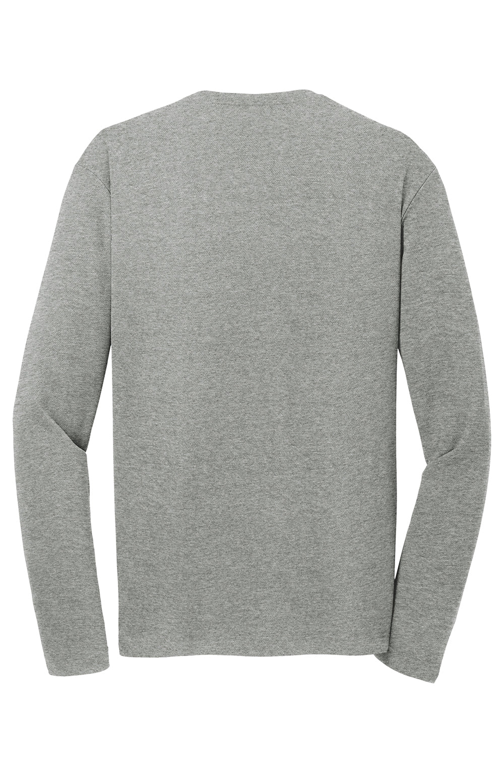 Sport-Tek ST340LS Mens RacerMesh Moisture Wicking Long Sleeve Crewneck T-Shirt Heather Grey Flat Back