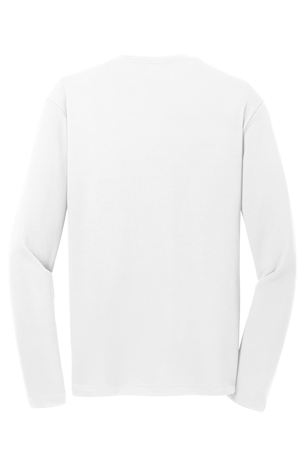 Sport-Tek ST340LS Mens RacerMesh Moisture Wicking Long Sleeve Crewneck T-Shirt White Flat Back