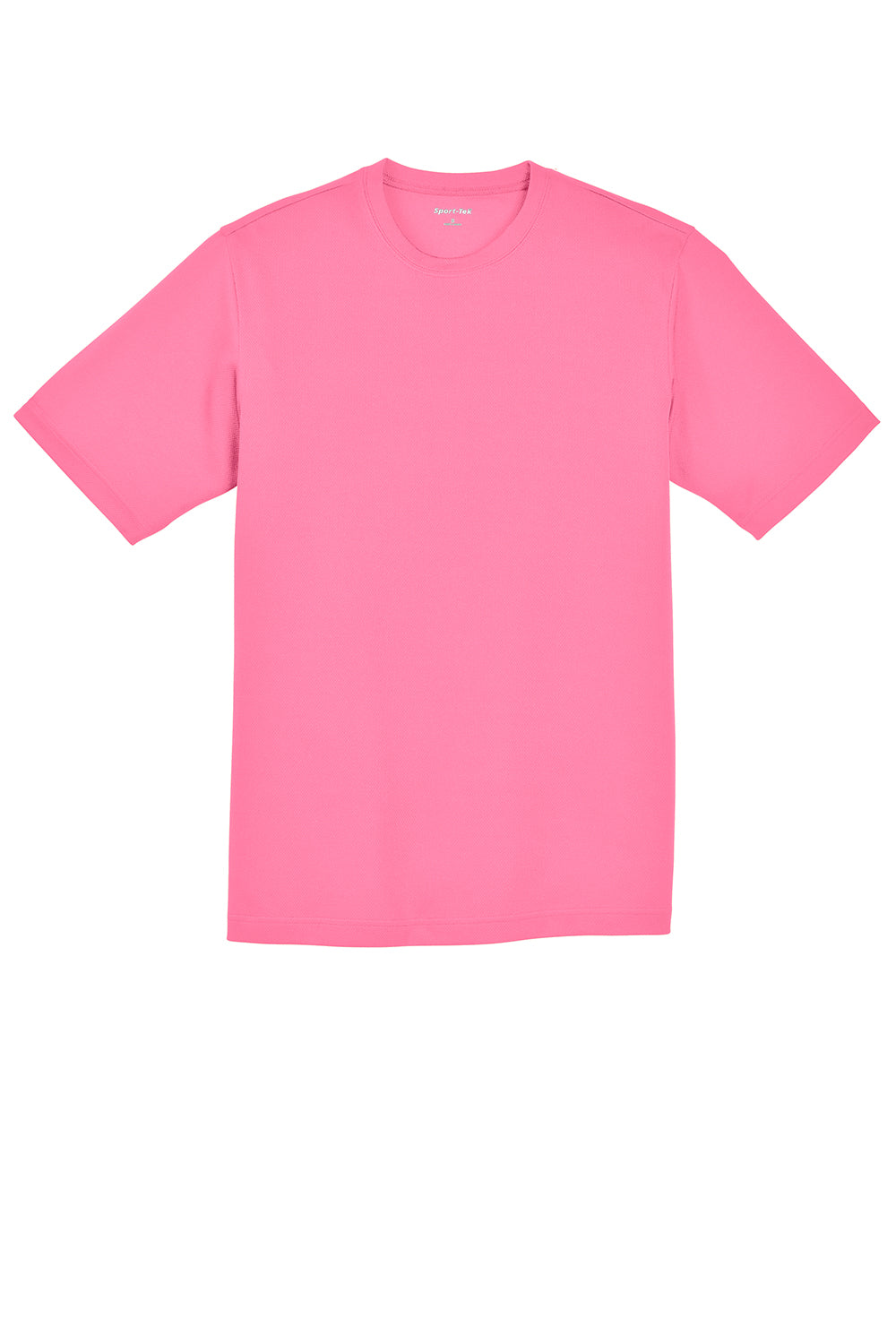 Sport-Tek ST340 Mens RacerMesh Moisture Wicking Short Sleeve Crewneck T-Shirt Bright Pink Flat Front