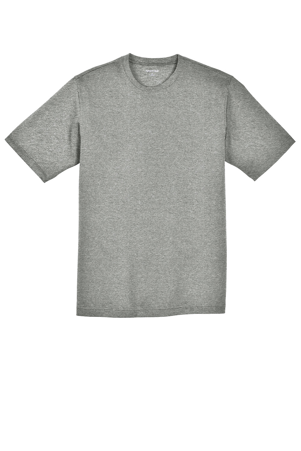 Sport-Tek ST340 Mens RacerMesh Moisture Wicking Short Sleeve Crewneck T-Shirt Heather Grey Flat Front