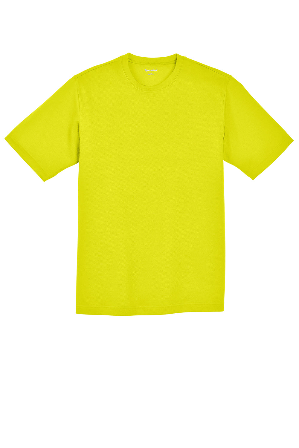 Sport-Tek ST340 Mens RacerMesh Moisture Wicking Short Sleeve Crewneck T-Shirt Neon Yellow Flat Front