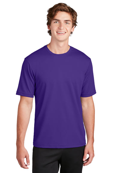 Sport-Tek ST340 Mens RacerMesh Moisture Wicking Short Sleeve Crewneck T-Shirt Purple Model Front