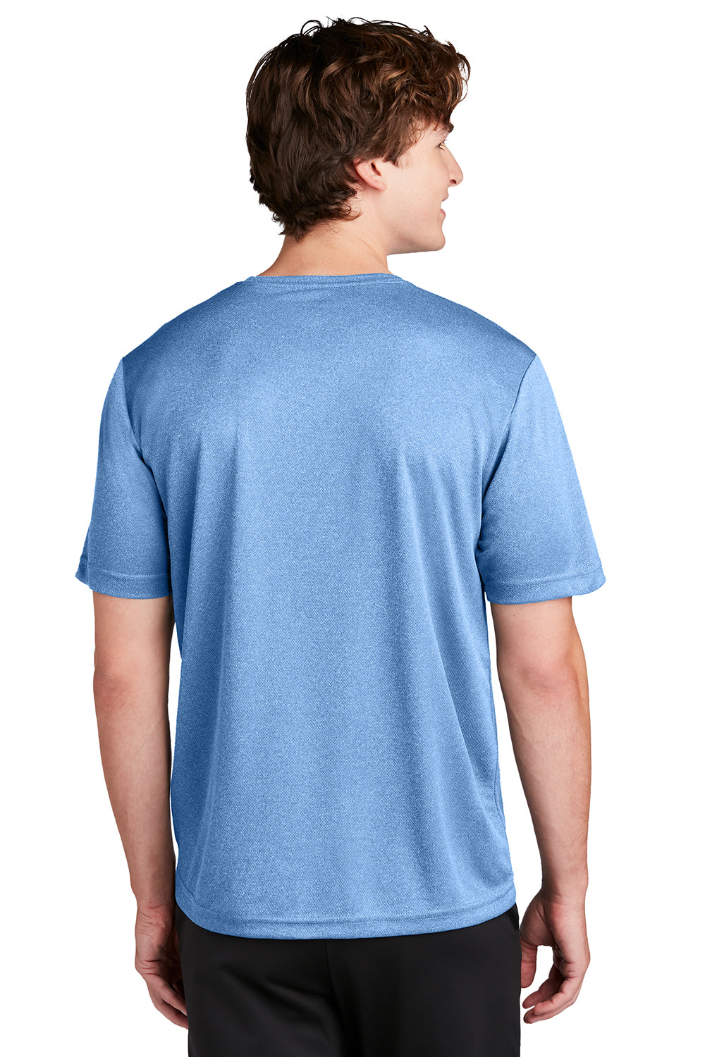 Sport-Tek ST340 Mens RacerMesh Moisture Wicking Short Sleeve Crewneck T-Shirt Heather True Royal Blue Model Back