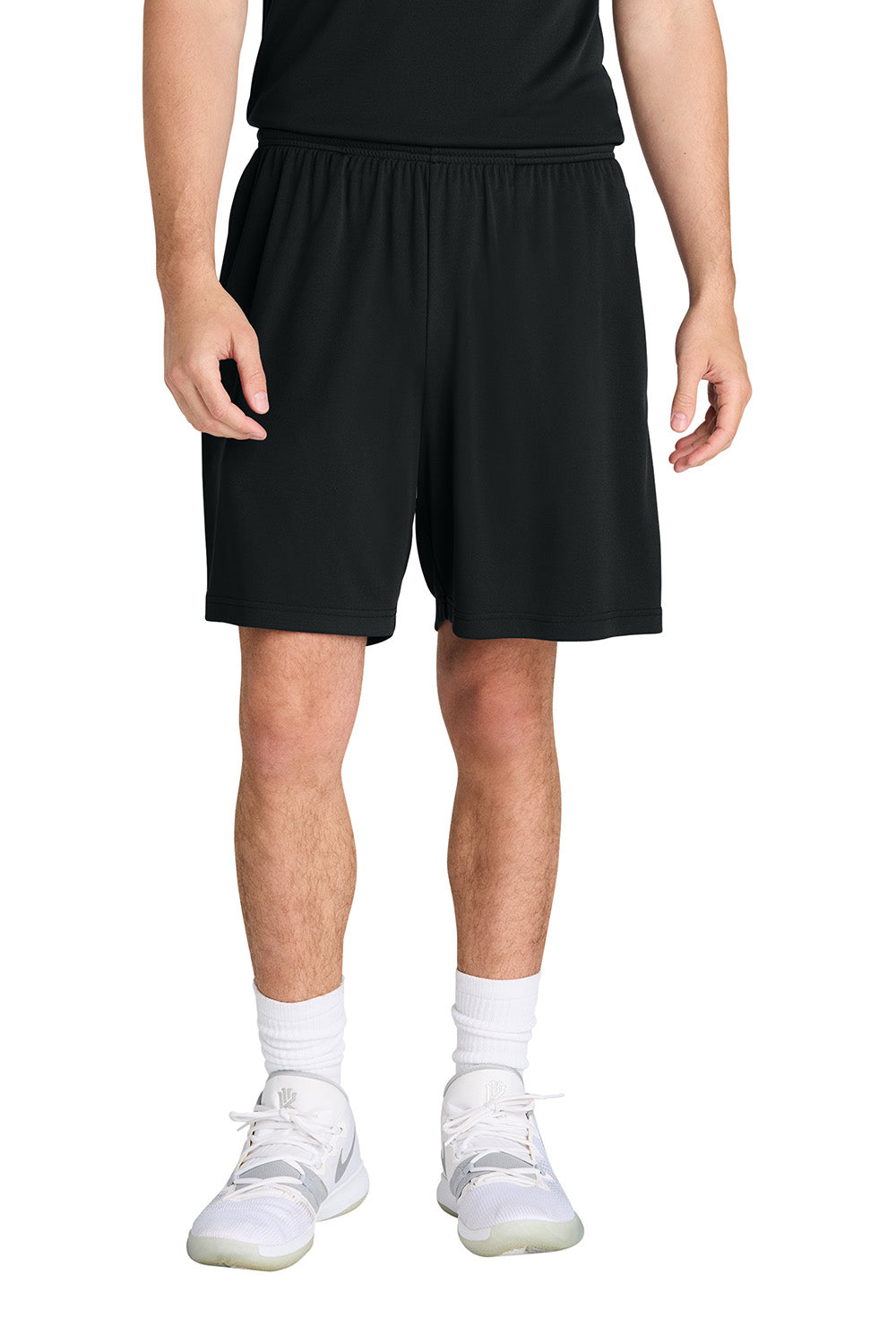 Sport-Tek ST349P Mens PosiCharge Competitor Athletic Shorts w/ Pockets Black Model Front