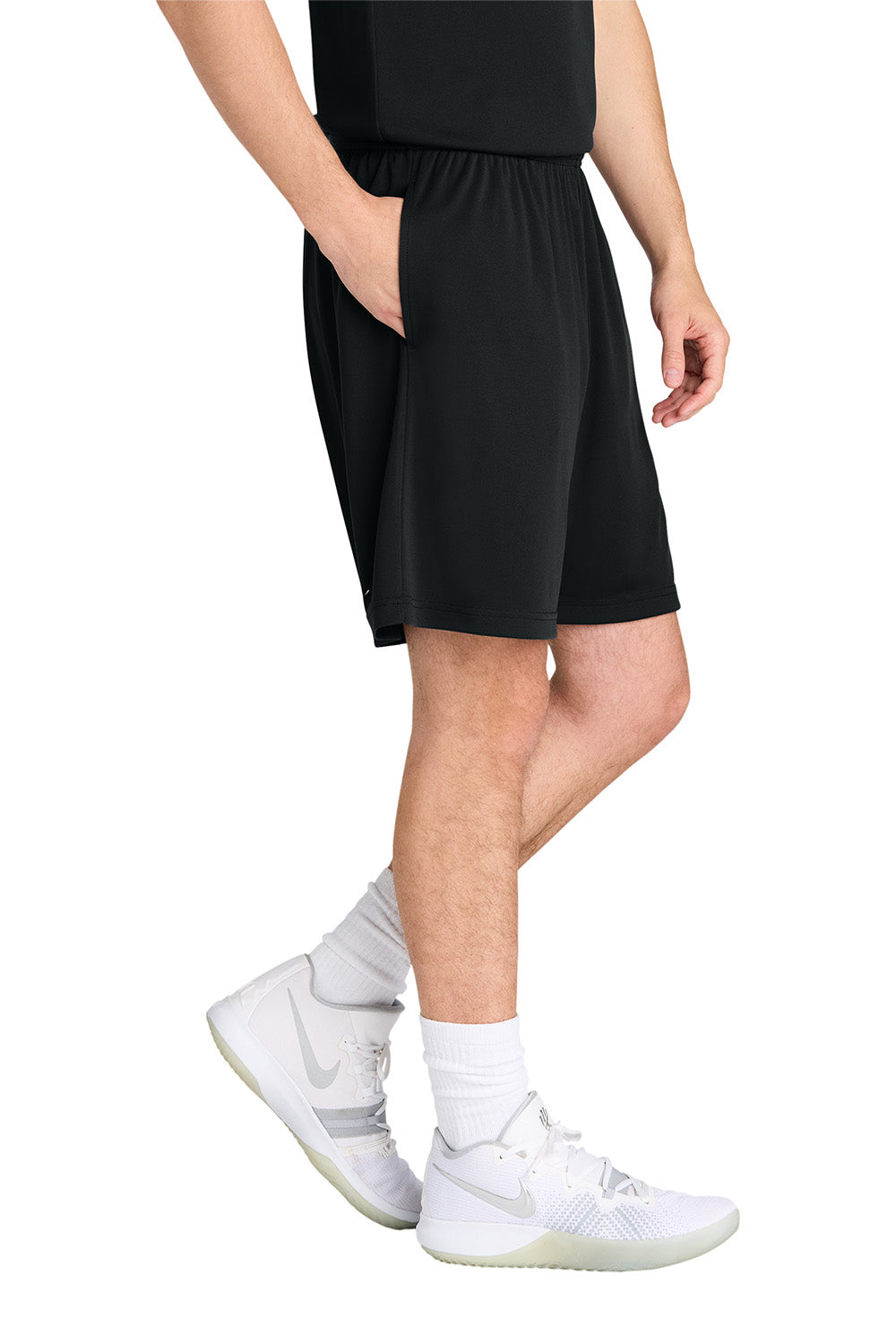 Sport-Tek ST349P Mens PosiCharge Competitor Athletic Shorts w/ Pockets Black Model Side