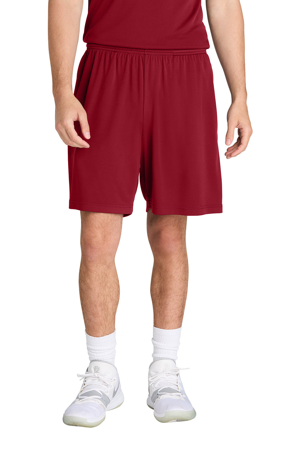 Sport-Tek ST349P Mens PosiCharge Competitor Athletic Shorts w/ Pockets Deep Red Model Front