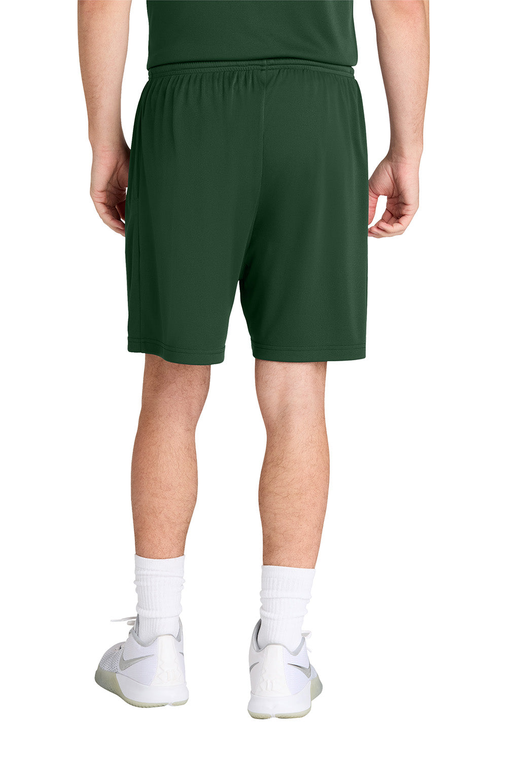 Sport-Tek ST349P Mens PosiCharge Competitor Athletic Shorts w/ Pockets Forest Green Model Back