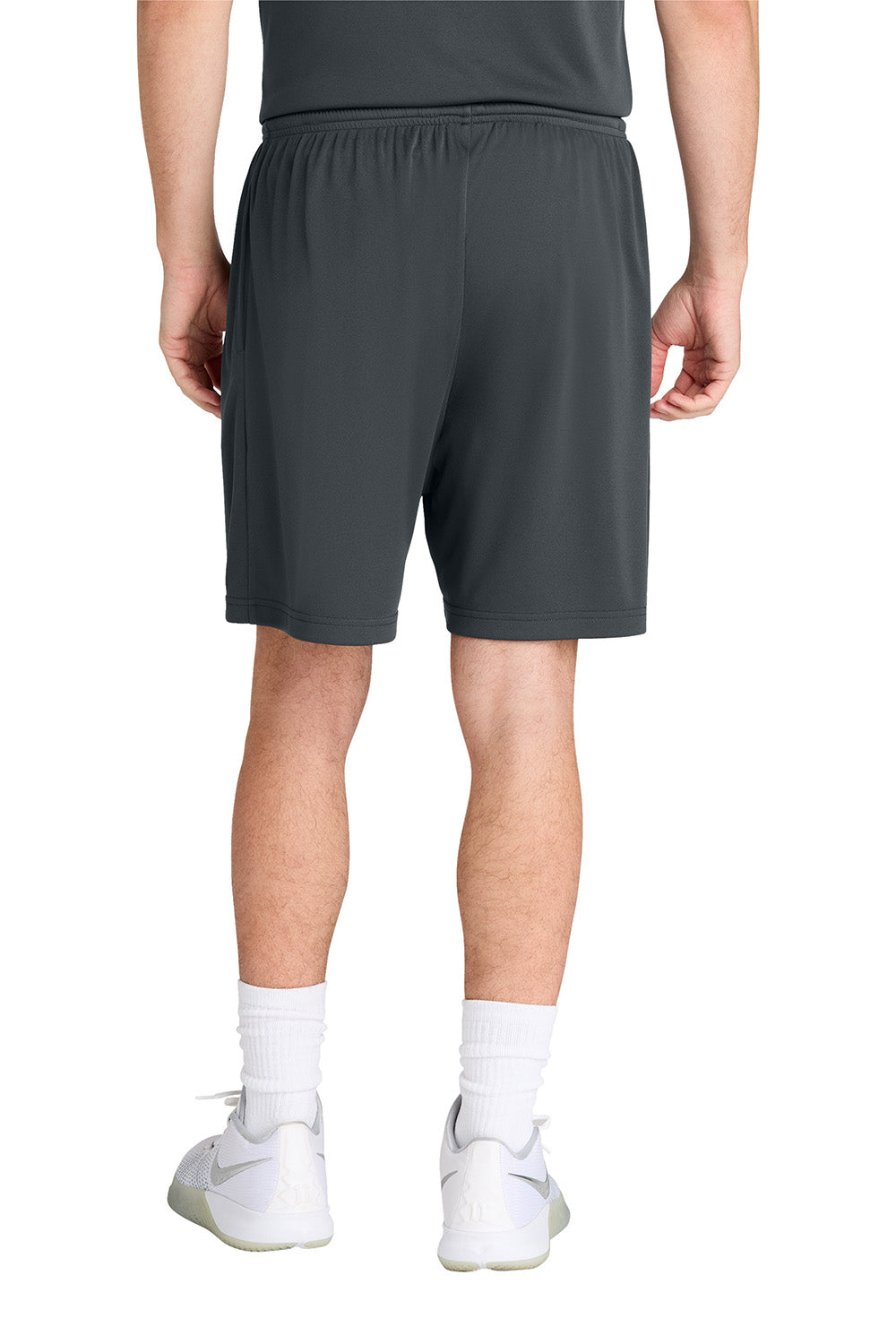 Sport-Tek ST349P Mens PosiCharge Competitor Athletic Shorts w/ Pockets Iron Grey Model Back