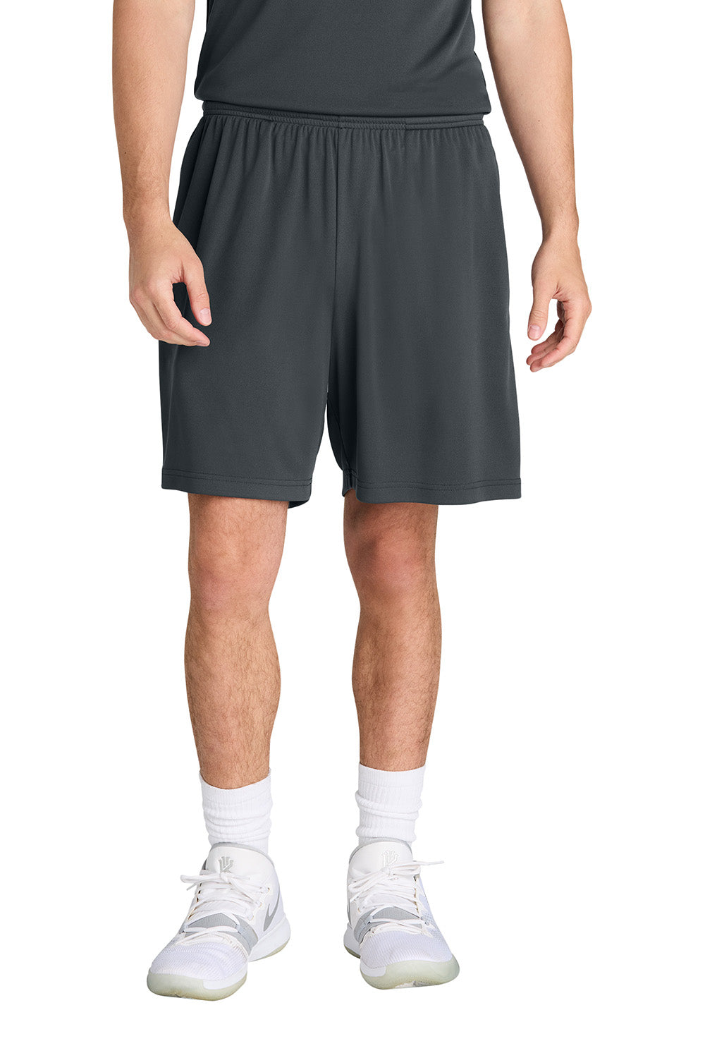 Sport-Tek ST349P Mens PosiCharge Competitor Athletic Shorts w/ Pockets Iron Grey Model Front