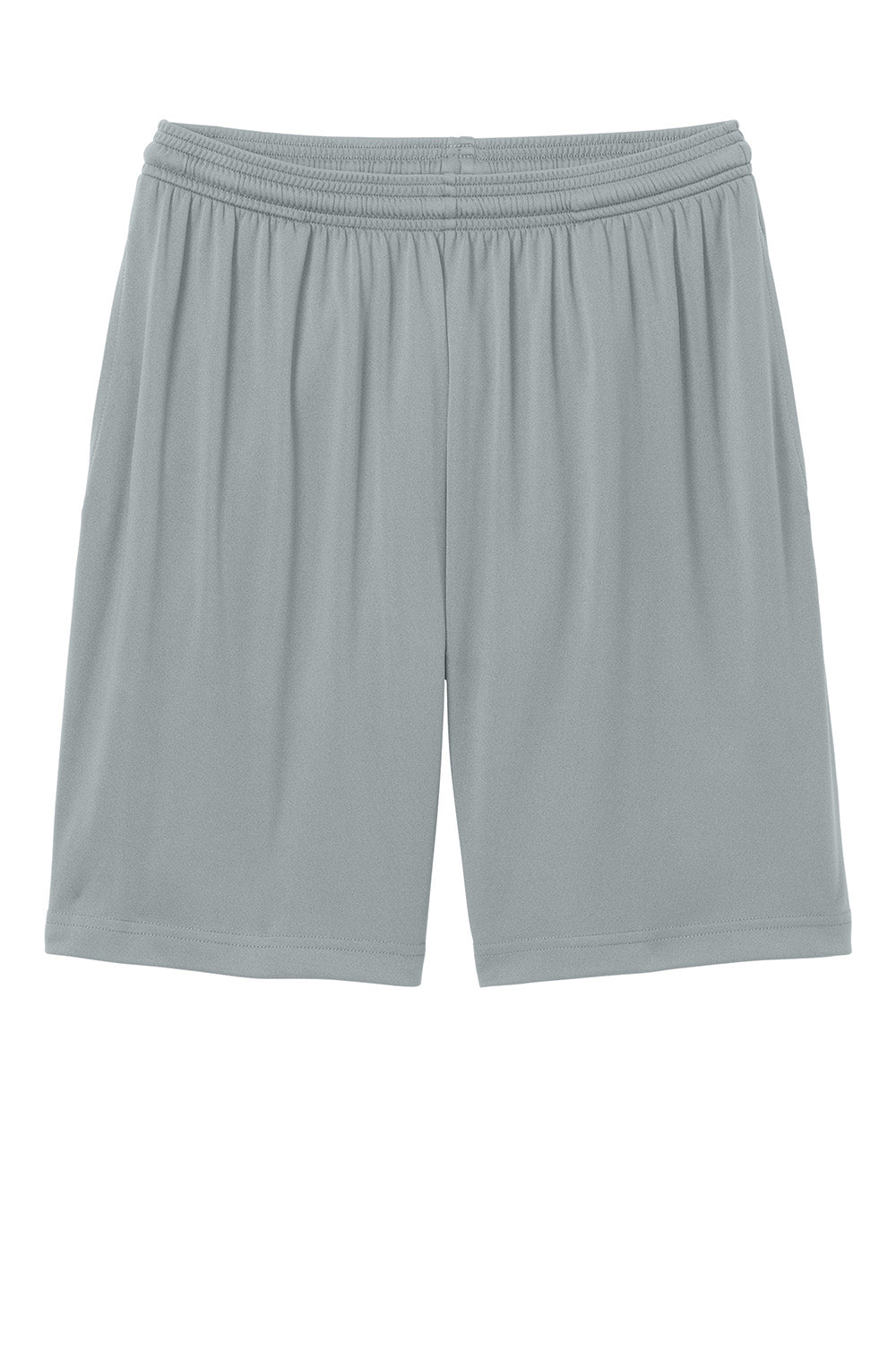 Sport-Tek ST349P Mens PosiCharge Competitor Athletic Shorts w/ Pockets Silver Grey Flat Front