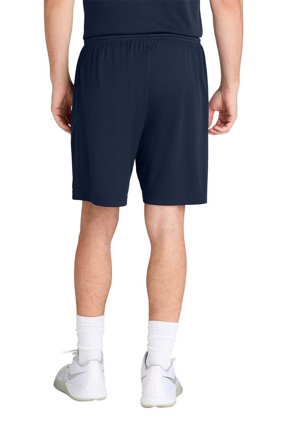 Sport-Tek ST349P Mens PosiCharge Competitor Athletic Shorts w/ Pockets True Navy Blue Model Back