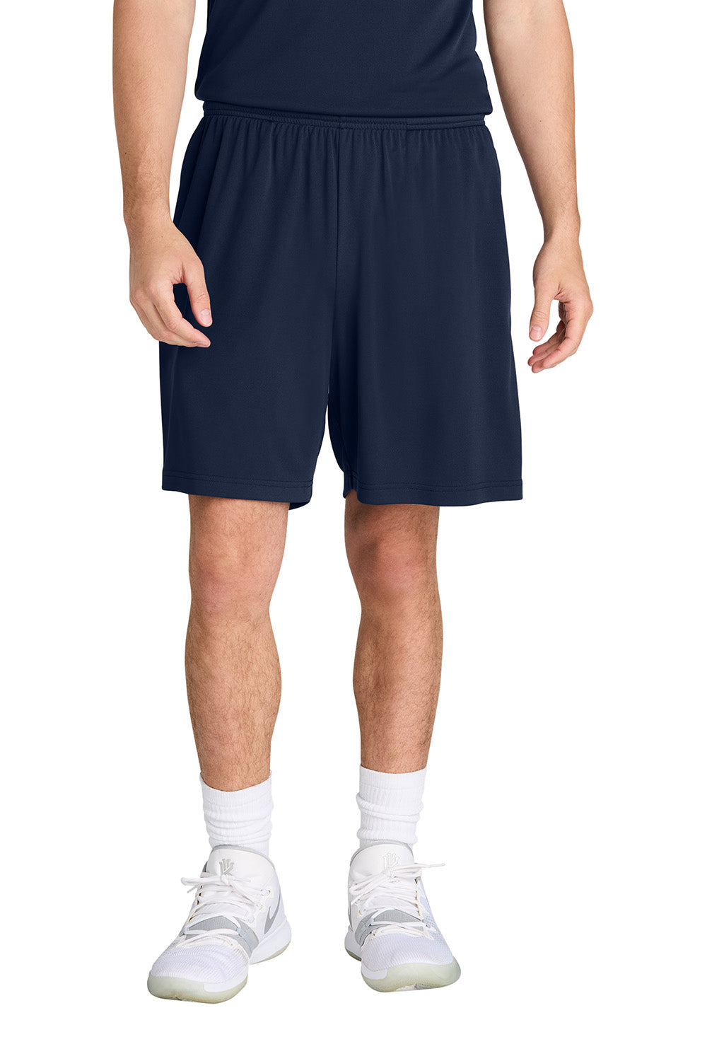 Sport-Tek ST349P Mens PosiCharge Competitor Athletic Shorts w/ Pockets True Navy Blue Model Front